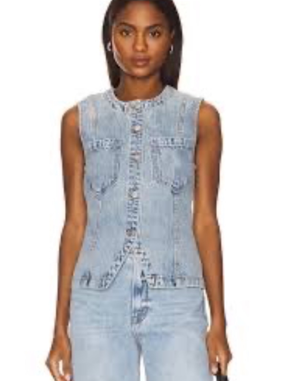 Pistola Denim Gia Fitted Collar Vest Color Gaze Women's XS